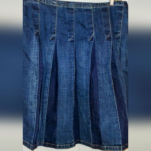 Vintage Denim Pleated Kilt Style Skirt sz 18 - Picture 2 of 6